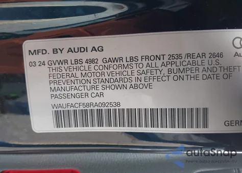 2024 Audi A5 Sportback Premium Plus 45 Tfsi Quattro S Tronic из США, поврежденный, VIN WAUFACF58RA092538